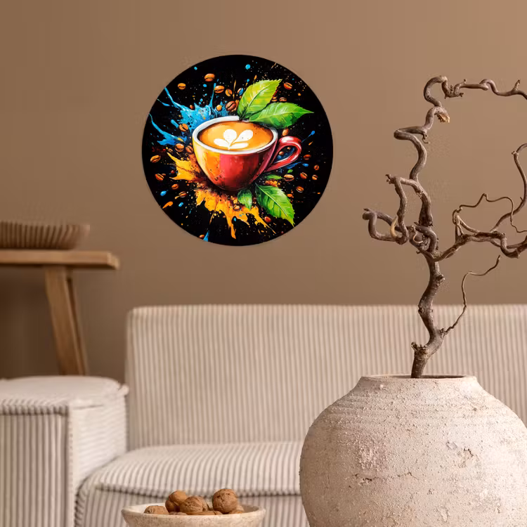 Koffie - Graffiti - Drinken - Abstract Wandcirkel behangsticker klein -sfeer1
