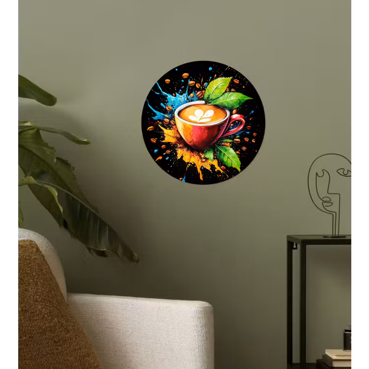 Koffie - Graffiti - Drinken - Abstract Wandcirkel behangsticker klein -sfeer2