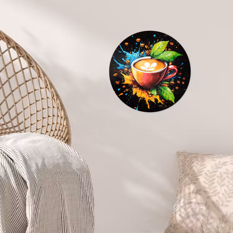 Koffie - Graffiti - Drinken - Abstract Wandcirkel behangsticker klein -sfeer4