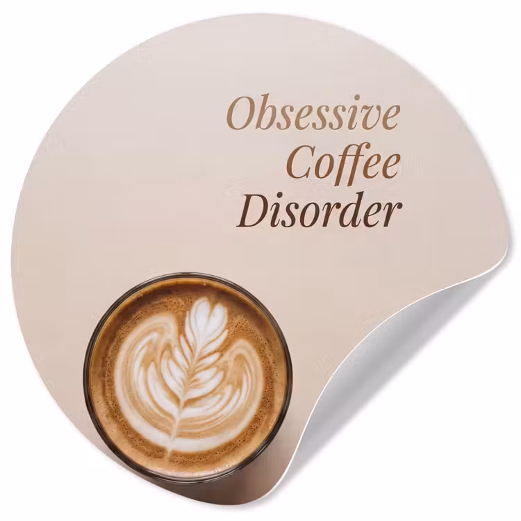 Koffie - Obessive Coffee Disorder - Beige Wandcirkel behangsticker klein -3d