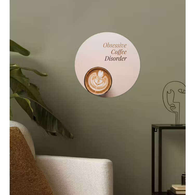 Koffie - Obessive Coffee Disorder - Beige Wandcirkel behangsticker klein -sfeer2