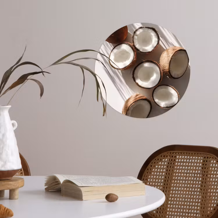 Kokosnoten - Bruin - Shaduw Wandcirkel behangsticker klein -sfeer3
