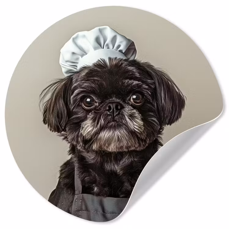 Kokskleding - Zwart - Hondje Wandcirkel behangsticker klein -3d