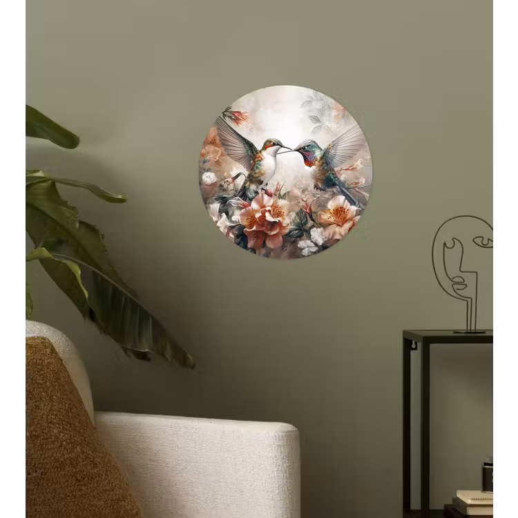 Kolibrie - Vogels - Bloemen - Natuur Wandcirkel behangsticker klein -sfeer2