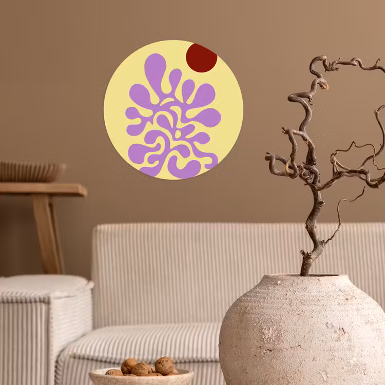 Koraal - Cirkel - Abstract - Geel Wandcirkel behangsticker klein -sfeer1