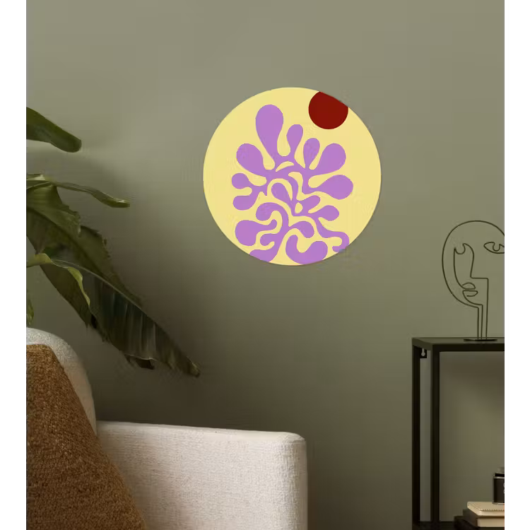 Koraal - Cirkel - Abstract - Geel Wandcirkel behangsticker klein -sfeer2