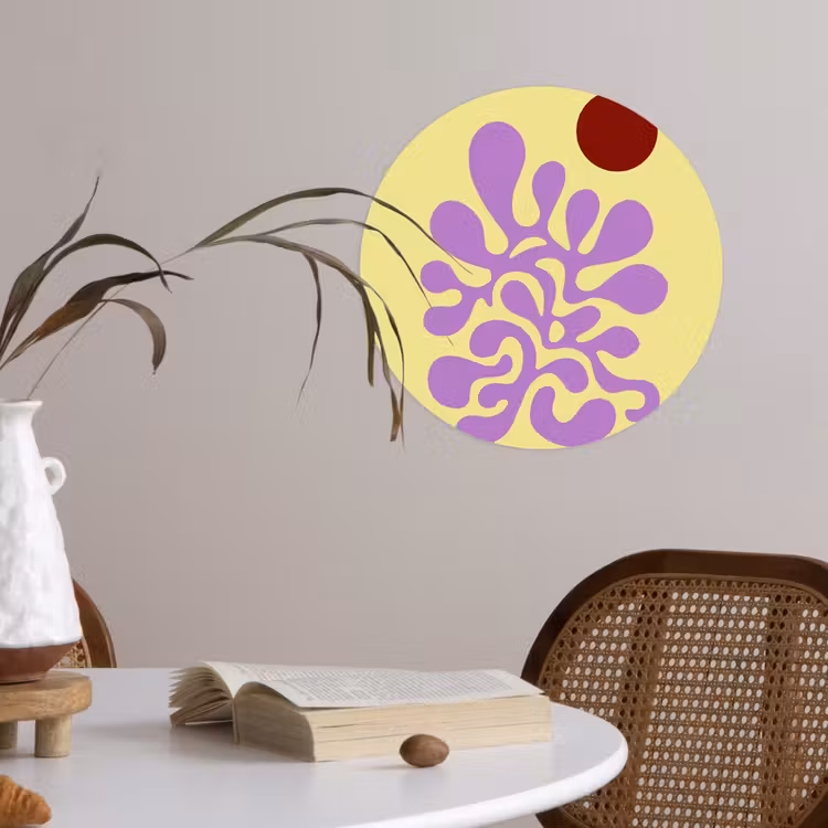 Koraal - Cirkel - Abstract - Geel Wandcirkel behangsticker klein -sfeer3