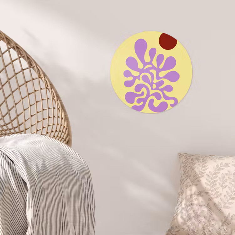 Koraal - Cirkel - Abstract - Geel Wandcirkel behangsticker klein -sfeer4