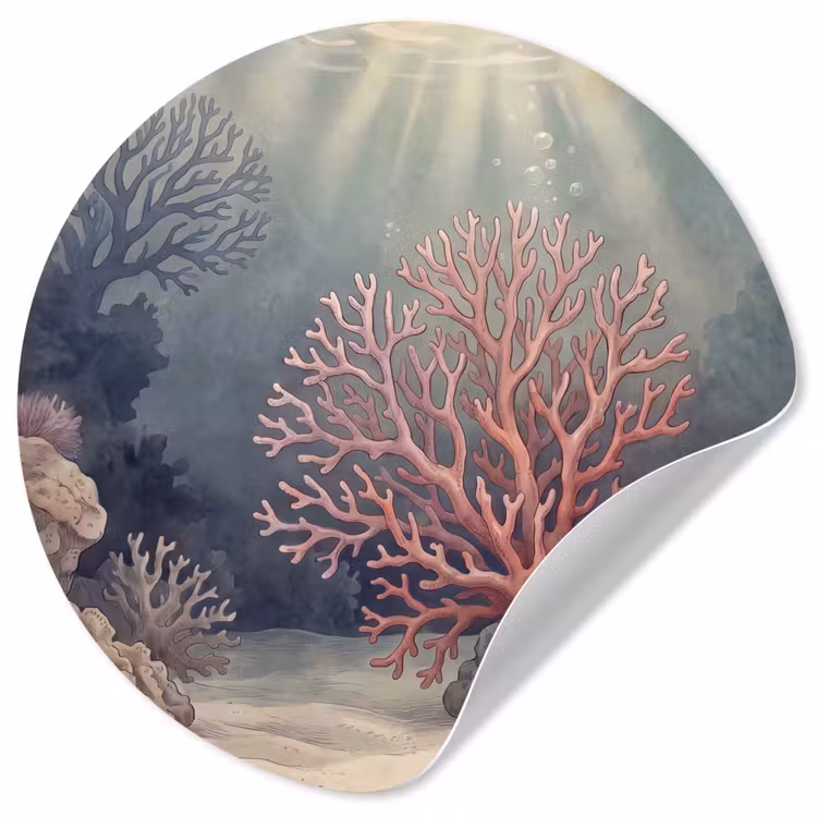 Koraal - Onderwater - Natuur - Roze Wandcirkel behangsticker klein -3d