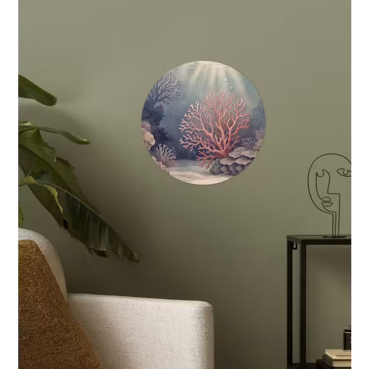 Koraal - Onderwater - Natuur - Roze Wandcirkel behangsticker klein -sfeer2