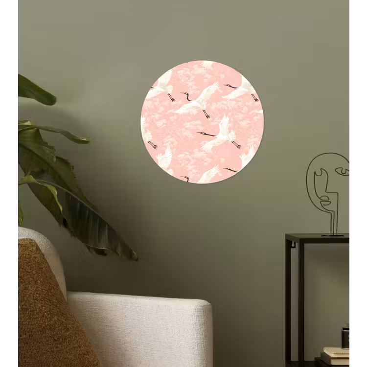 Kraanvogels - Bloesem - Roze Wandcirkel behangsticker klein 186 -sfeer2