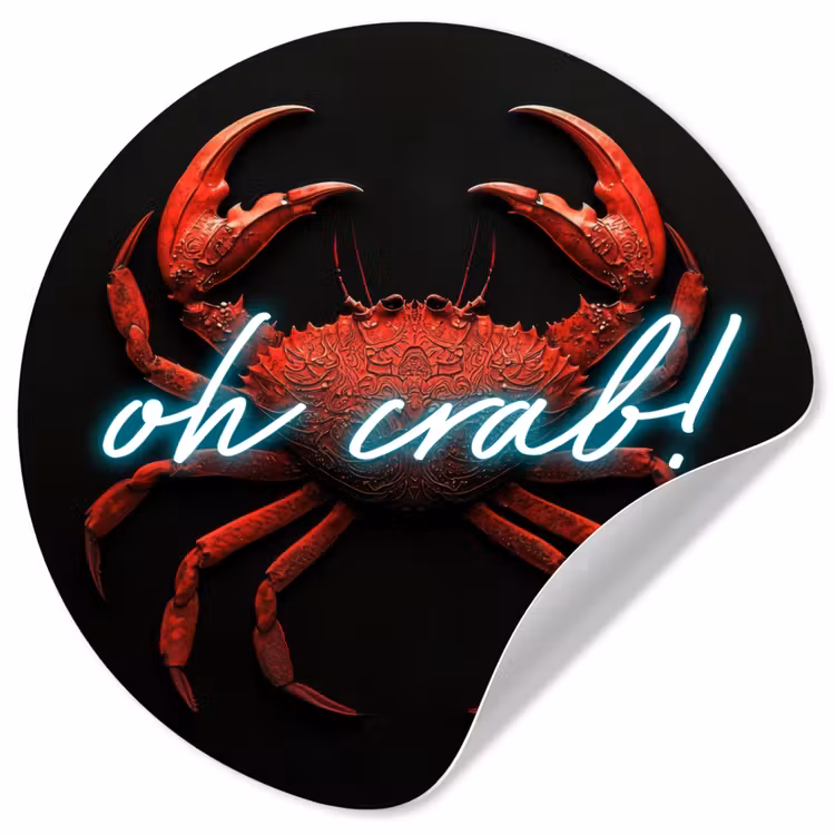 Krab - Rood - Neon - Quote Wandcirkel behangsticker klein -3d