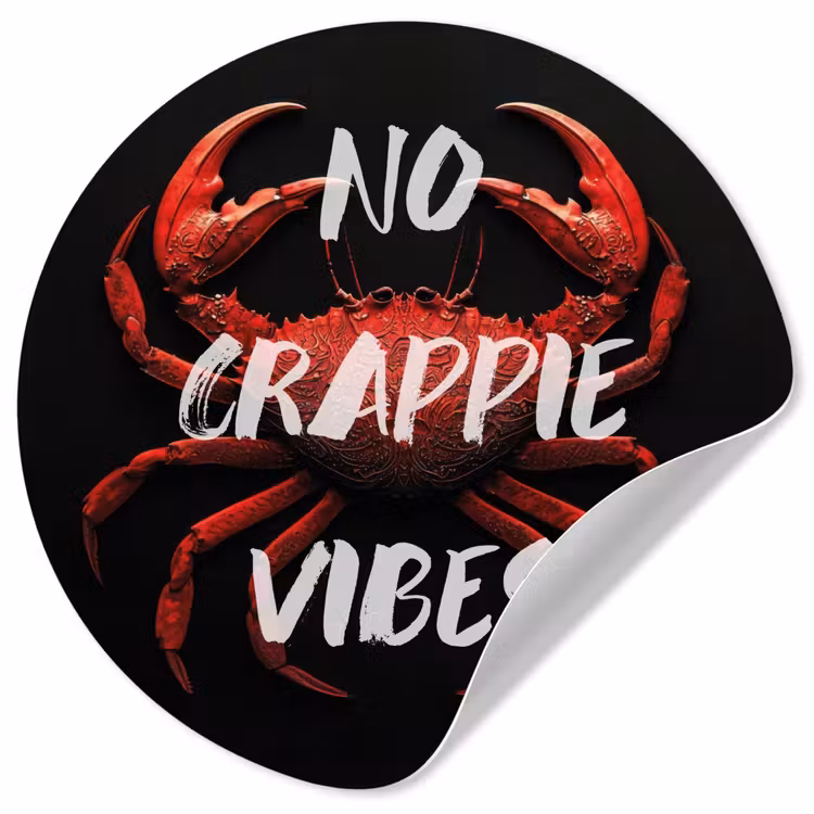 Krab - Rood - Tekst - Zwart Wandcirkel behangsticker klein -3d