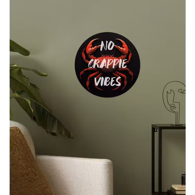 Krab - Rood - Tekst - Zwart Wandcirkel behangsticker klein -sfeer2