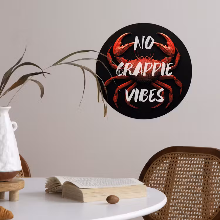 Krab - Rood - Tekst - Zwart Wandcirkel behangsticker klein -sfeer3