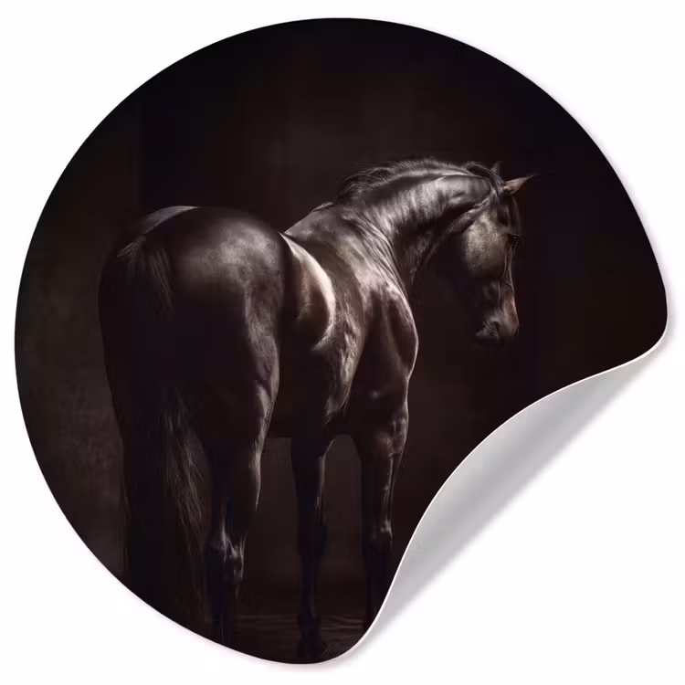 Krachtig - Paard - Donker Wandcirkel behangsticker klein -3d