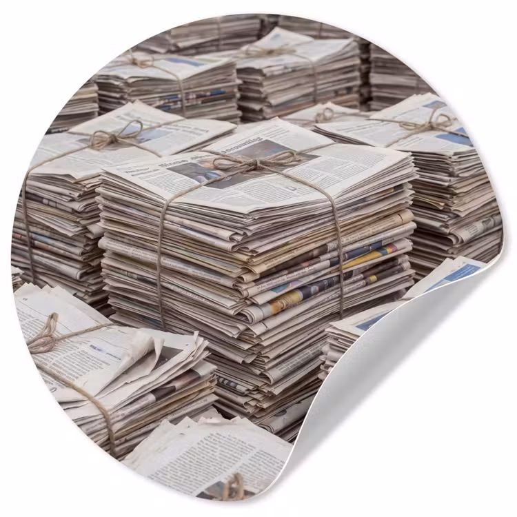 Kranten - Stapels - Touw - Informatie - Vintage Wandcirkel behangsticker klein -3d
