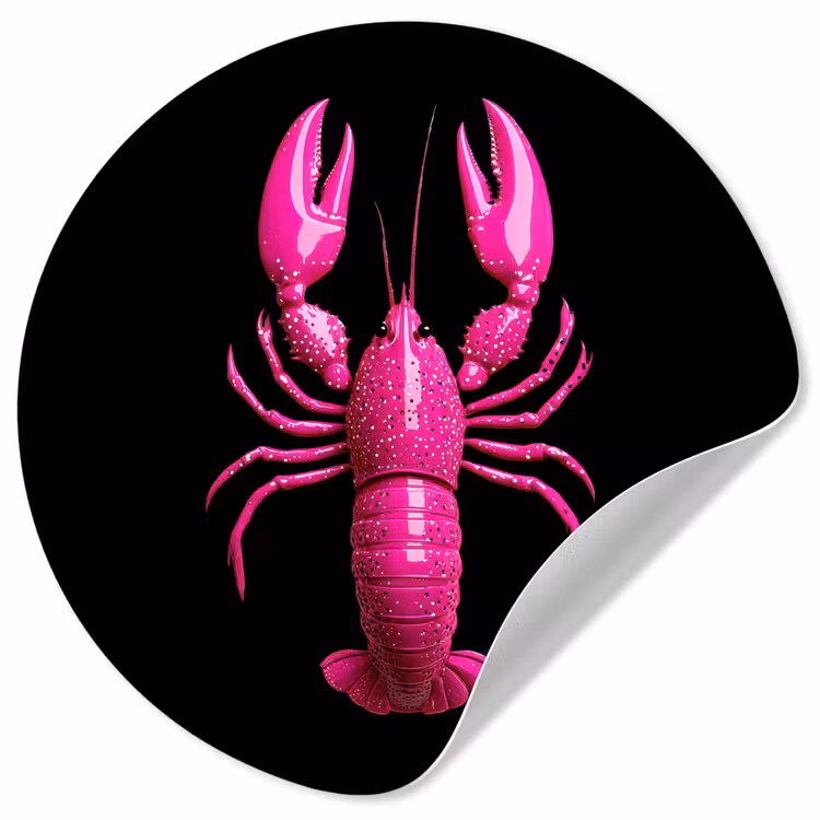Kreeft - Felroze - Stippen - Opvallend Wandcirkel behangsticker klein -3d