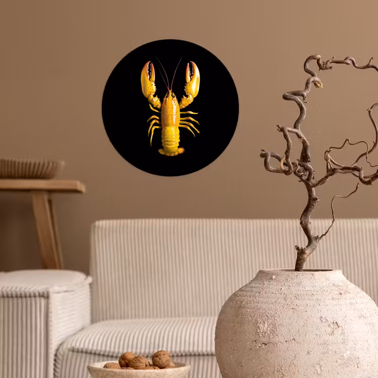 Kreeft - Geel - Stippen - Effen Wandcirkel behangsticker klein -sfeer1