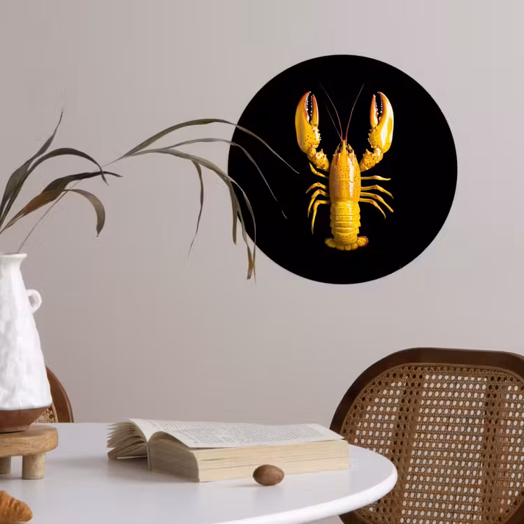 Kreeft - Geel - Stippen - Effen Wandcirkel behangsticker klein -sfeer3