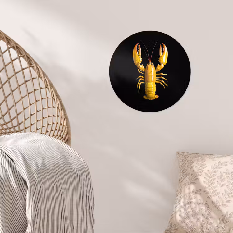 Kreeft - Geel - Stippen - Effen Wandcirkel behangsticker klein -sfeer4