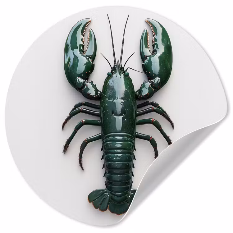 Kreeft - Glossier - Groen - Wit Wandcirkel behangsticker klein -3d