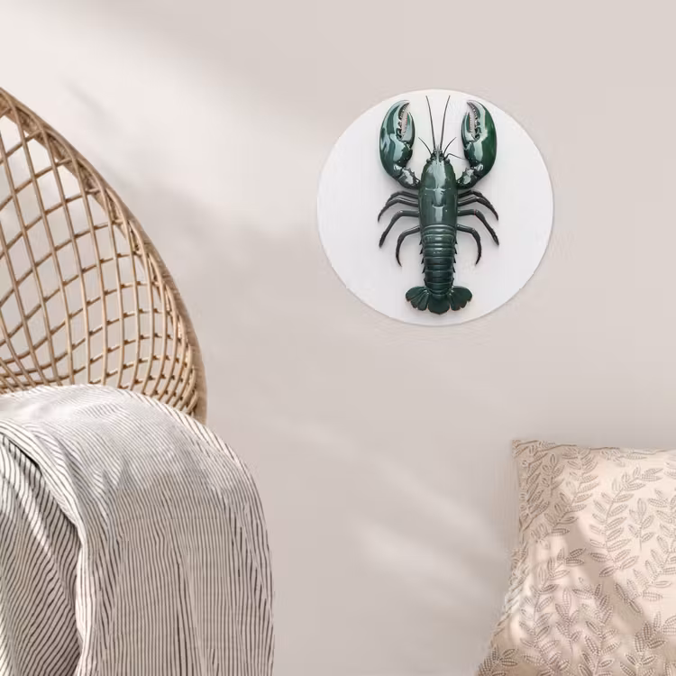 Kreeft - Glossier - Groen - Wit Wandcirkel behangsticker klein -sfeer4