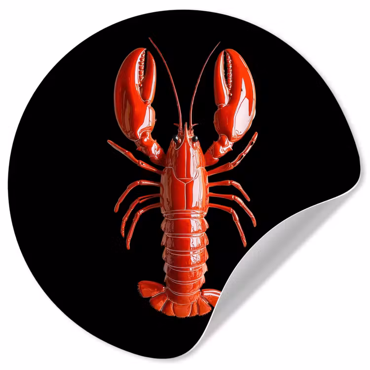 Kreeft - Glossier Rood - Zwart Wandcirkel behangsticker klein -3d