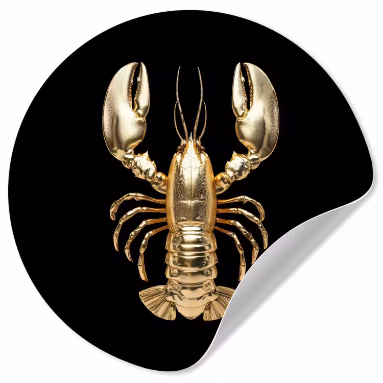 Kreeft - Goud - Textuur - Zwart Wandcirkel behangsticker klein -3d
