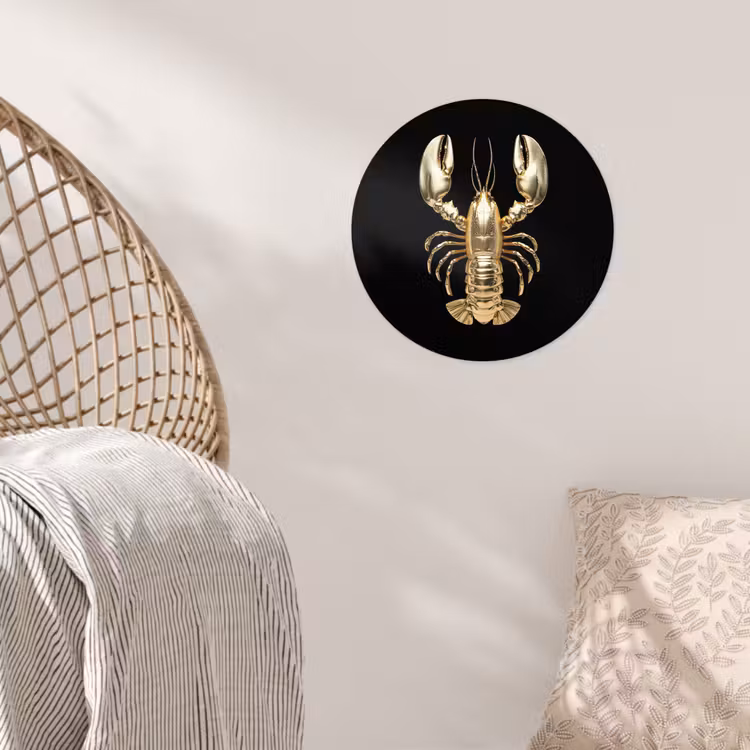 Kreeft - Goud - Textuur - Zwart Wandcirkel behangsticker klein -sfeer4