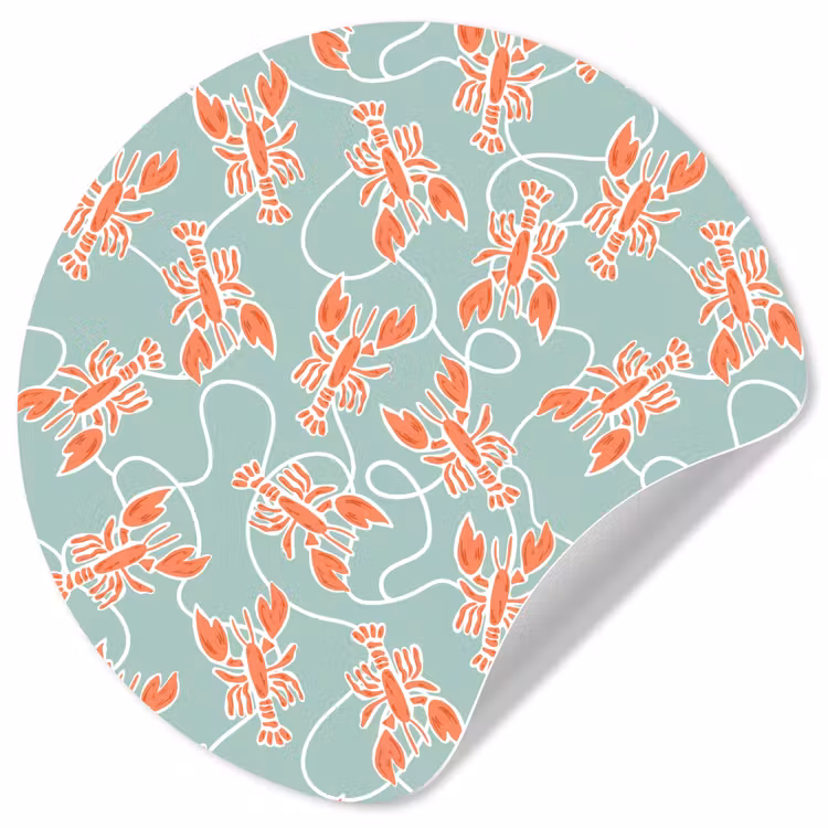Zee - Kreeft - Groen - Oranje Wandcirkel behangsticker klein 186 -3d
