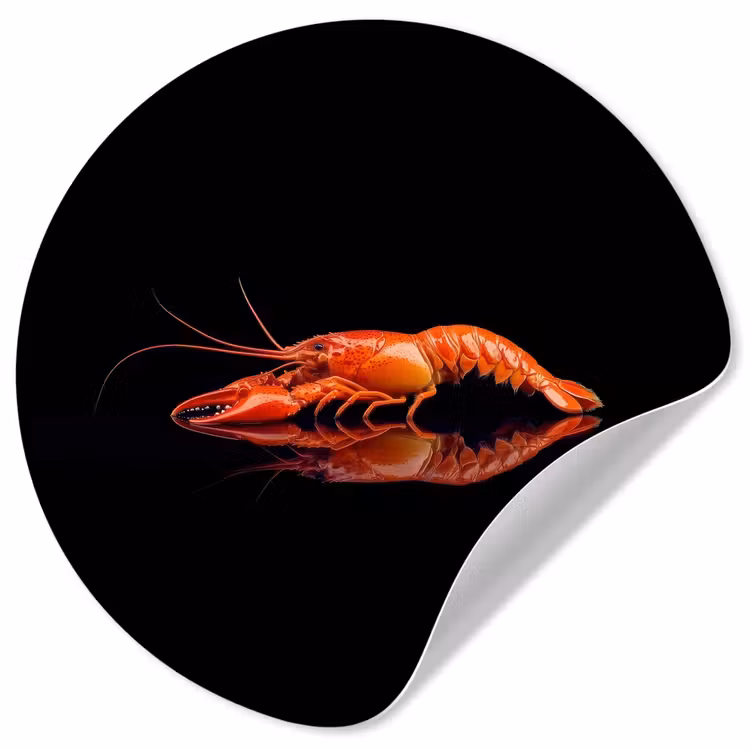 Kreeft - Oranje - Zwart - Opvallend Wandcirkel behangsticker klein -3d