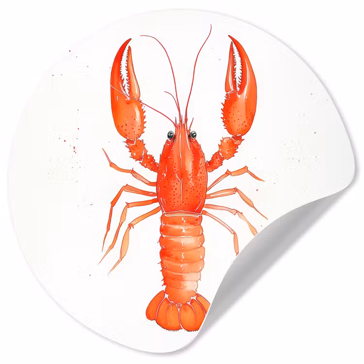 Kreeft - Waterverf - Aquarel - Oranje Wandcirkel behangsticker klein -3d