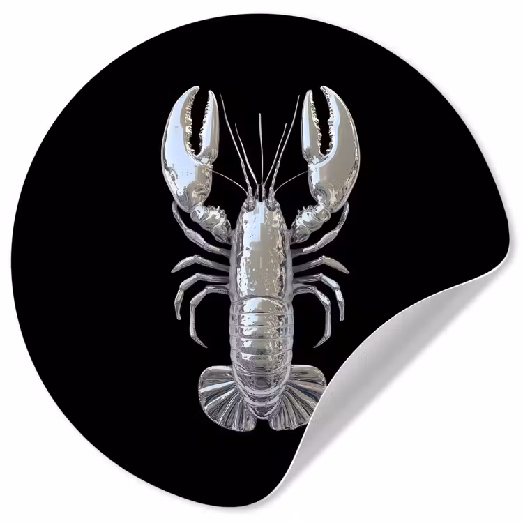 Kreeft - Zilver - Metallic - Luxe Wandcirkel behangsticker klein -3d