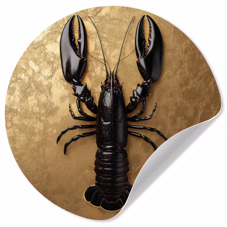 Kreeft - Zwart - Goud - Luxe Wandcirkel behangsticker klein -3d