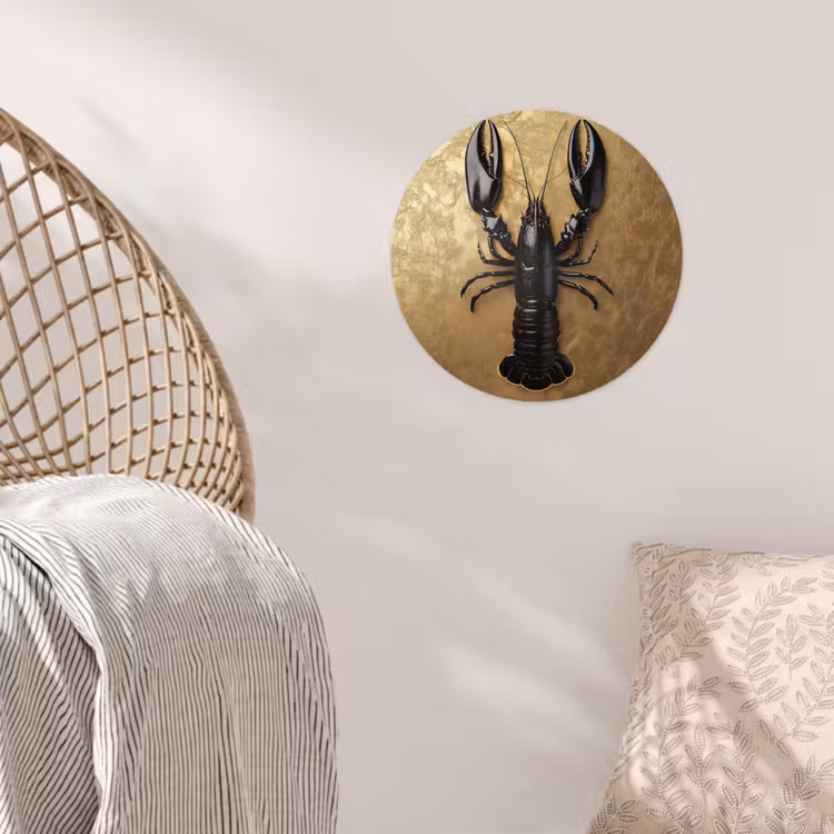 Kreeft - Zwart - Goud - Luxe Wandcirkel behangsticker klein -sfeer4