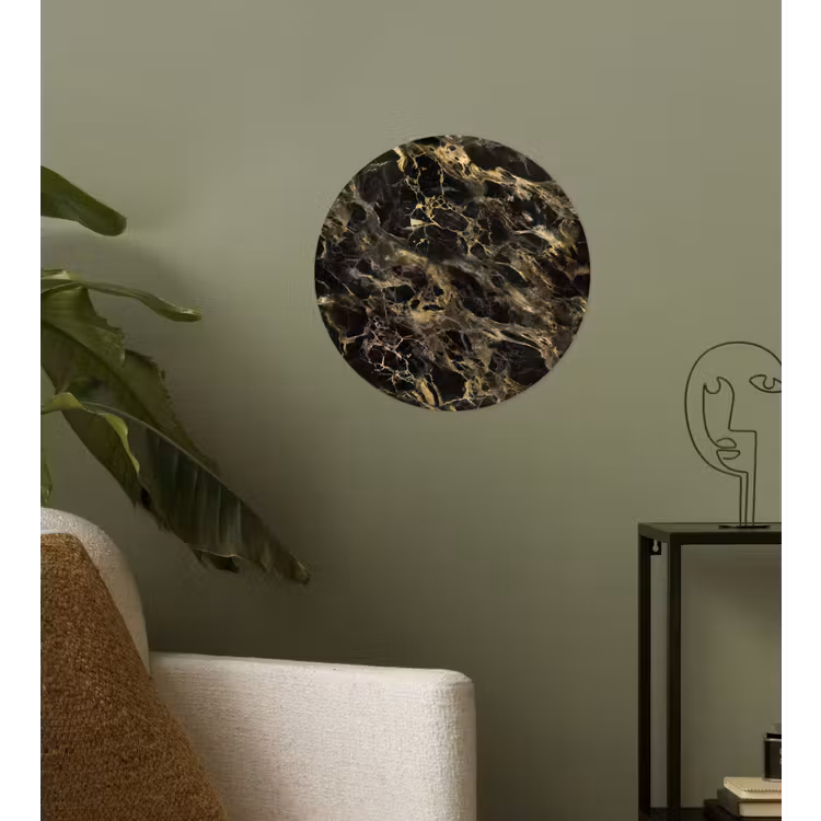 Kristal - Goud - Zwart - Marmer Wandcirkel behangsticker klein 186 -sfeer2