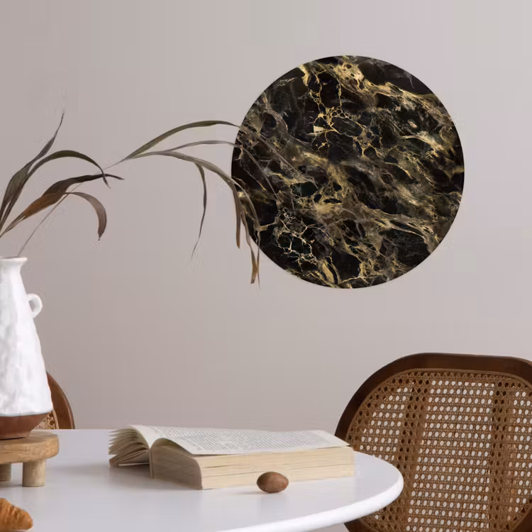 Kristal - Goud - Zwart - Marmer Wandcirkel behangsticker klein 186 -sfeer3