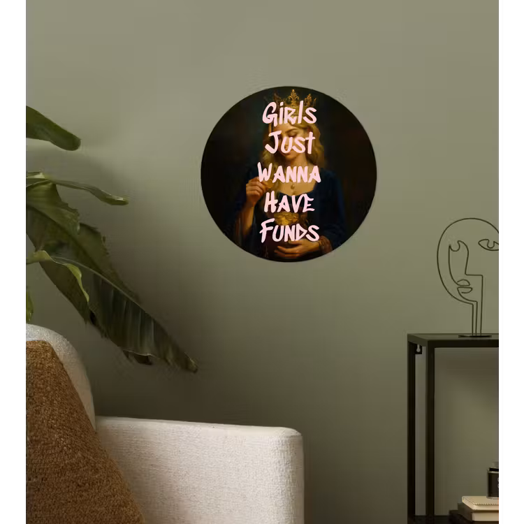 Kroon - Vrouw - Jurk - Opvallend Wandcirkel behangsticker klein -sfeer2