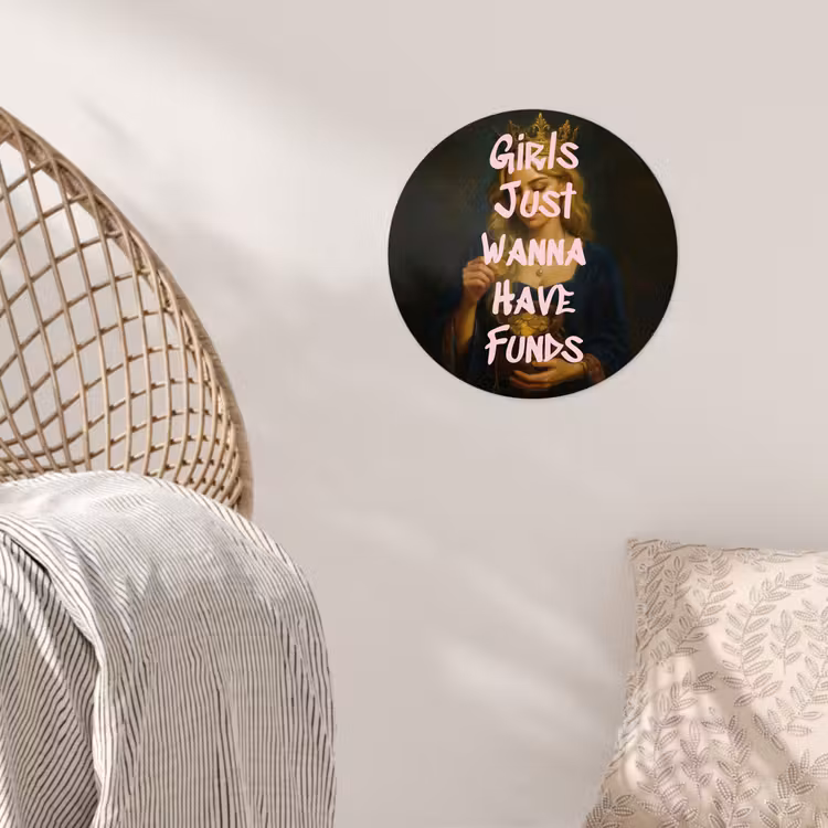 Kroon - Vrouw - Jurk - Opvallend Wandcirkel behangsticker klein -sfeer4