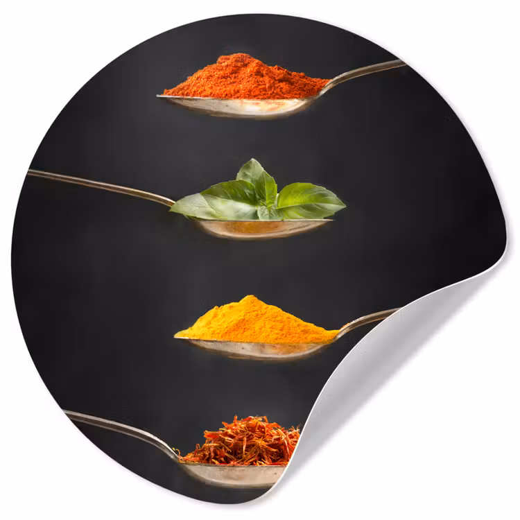 Kruiden - Lepel - Specerijen - Zwart - Italiaans Wandcirkel behangsticker klein -3d