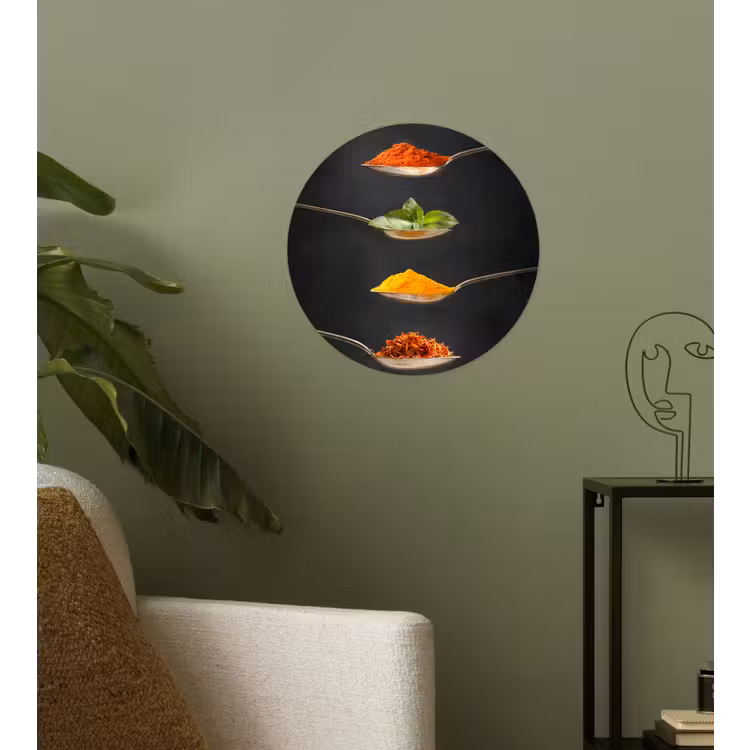 Kruiden - Lepel - Specerijen - Zwart - Italiaans Wandcirkel behangsticker klein -sfeer2
