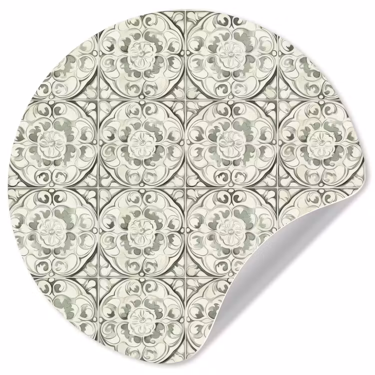 Krulornament - Tegel - Groen Wandcirkel behangsticker klein 186 -3d