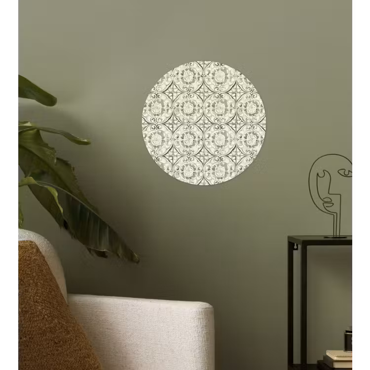 Krulornament - Tegel - Groen Wandcirkel behangsticker klein 186 -sfeer2