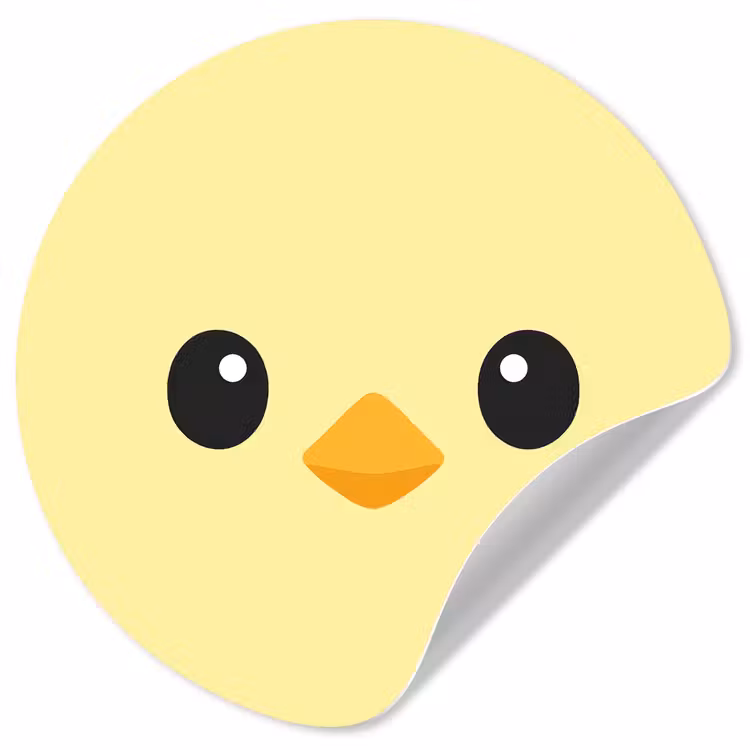 Kuiken - Vrolijk - Geel - Minimalistisch Wandcirkel behangsticker klein -3d