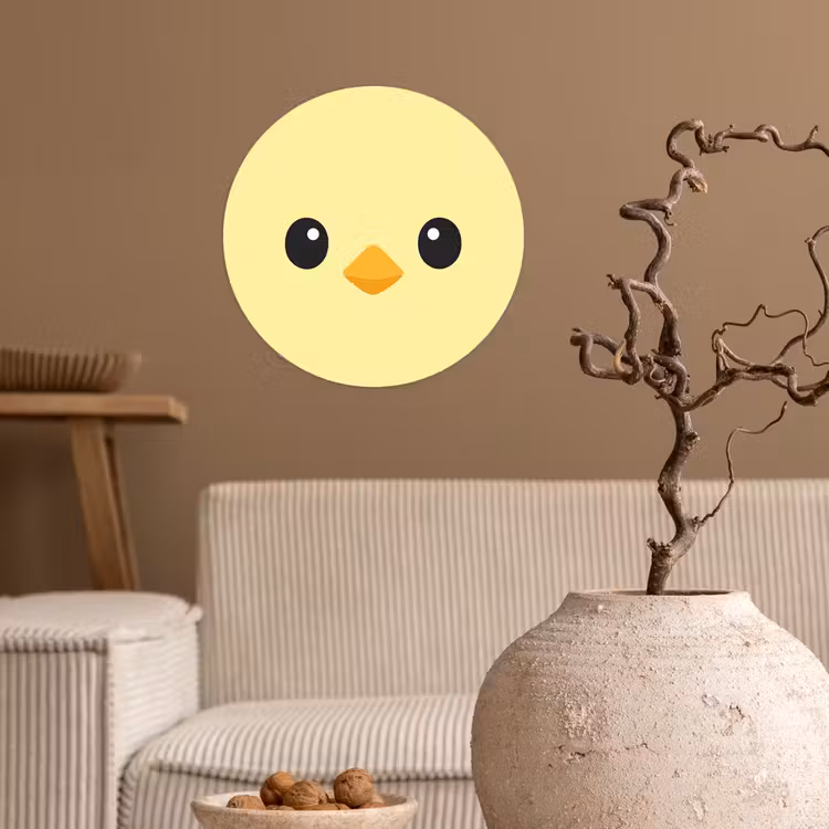 Kuiken - Vrolijk - Geel - Minimalistisch Wandcirkel behangsticker klein -sfeer1