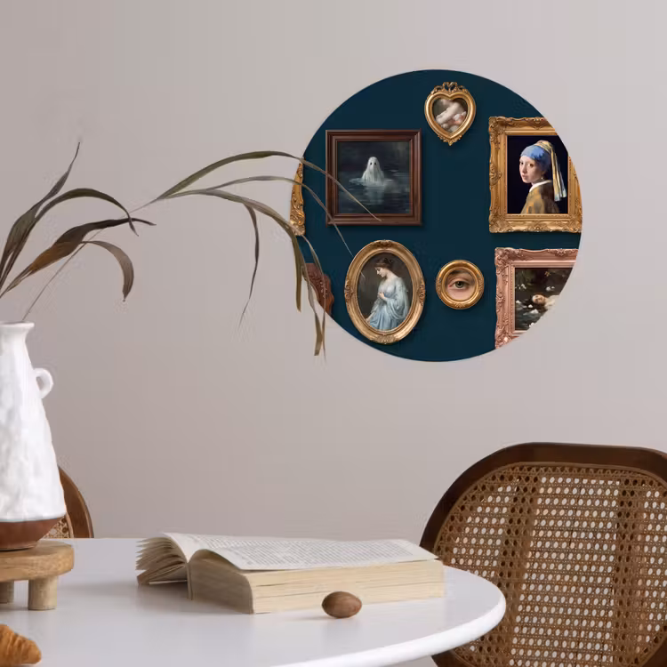 Kunst - Schilderijen - Decoratie - Klassiek - Groen Wandcirkel behangsticker klein -sfeer3