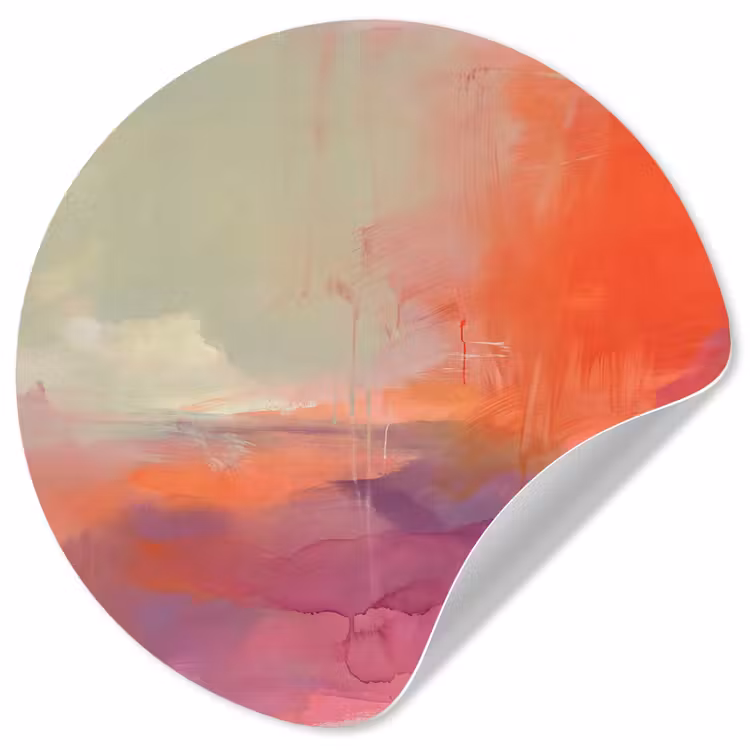 Kunst - Vloeiend - Overgangen - Oranje Wandcirkel behangsticker klein -3d