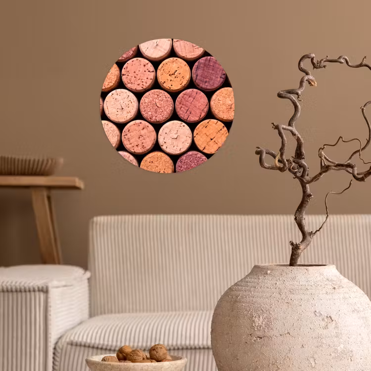 Kurk - Patroon - Abstract - Modern - Rood Wandcirkel behangsticker klein -sfeer1