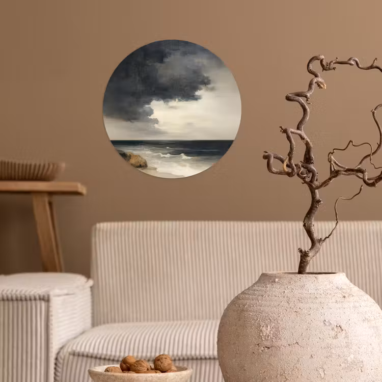 Kust - Golven - Rots - Storm Wandcirkel behangsticker klein -sfeer1
